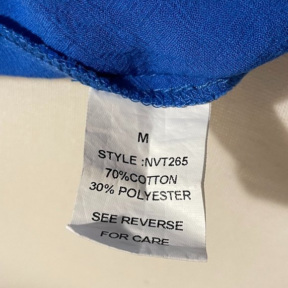 Picky Girl Cold Shoulder Light Weight 1/2 Sleeve Tunic Top sz M BLUE - Picture 2 of 6